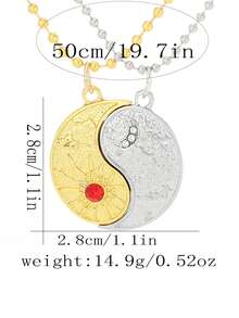 2pcs Sun & Moon Combination Necklace, Creative Alloy Versatile Pendant Jewelry