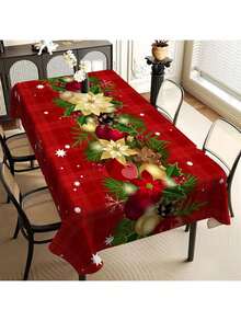 1 PIECE Christmas Print Polyester Rectangular Tablecloth - Stain Resistant & Wrinkle Free, Decorative Table Cloth For Indoor & Outdoor Tabletop, Party, Buffet & Wedding - Machine Woven - Multicolor - View 1