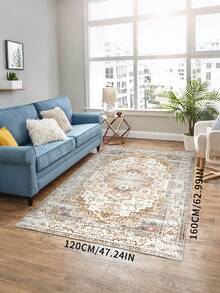 Rectangular, Gold Frame, Vintage Design Decorative Floor Covering | Vintage Style Carpet, Living Room Carpet Suitable For Living Room, Bedroom, Dining Room And Office - Multicolor - View 6