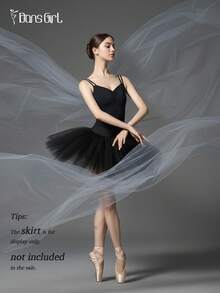 DonsGirl 女士芭蕾舞紧身衣，细肩带设计，后背交叉系带腰部，紧身剪裁，适合舞蹈/体操/瑜伽等运动，演出服。