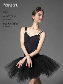 DonsGirl 女士芭蕾舞紧身衣，细肩带设计，后背交叉系带腰部，紧身剪裁，适合舞蹈/体操/瑜伽等运动，演出服。