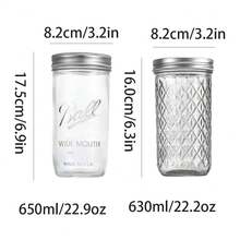 1 Piece (Set) Large-Capacity Heat-Resistant Transparent Glass Mason Jar (With Lid And Straw), Suitable For Boba Milk Tea, Coffee, Juice And Cold Drink - Trong sáng - Xem 2