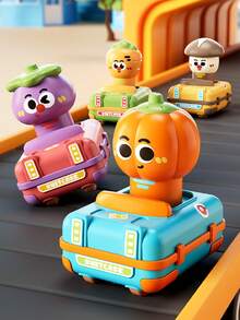 1 pieza (estilo aleatorio) Juguete de coche exprimible con forma de fruta, adorable juguete de fruta de colores de dibujos animados para reconocimiento, juguete de frutas y verduras lúdico para desarrollo cognitivo e interacción entre padres e hijos, coche a fricción con forma de dinosaurio - Multicolor - Ver 12