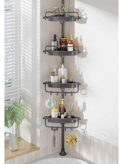 WSBArt - Organizador de ducha resistente – 4 niveles ajustable, acero inoxidable inoxidable, 32-122 pulgadas