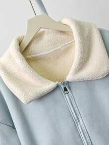 韩版仿毛领绒面革羊毛夹克女款拉链开合加厚保暖内衬外套秋冬