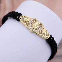 Assorted Heart-Shaped Virgin Mary/St. Jude Woven Bracelet, Stylish Casual Jewelry For Men, Copper Inlaid CZ, Suitable For Religious Believers To Wear Daily