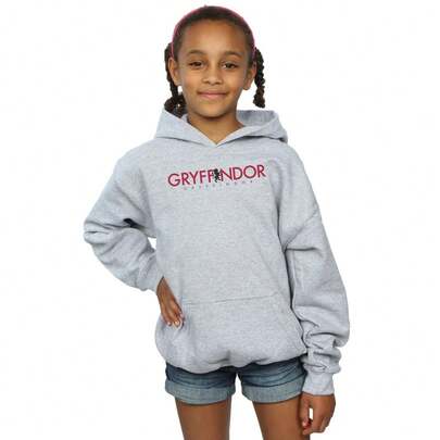 Harry Potter Girls Gryffindor Text Hoodie (Sports Grey)