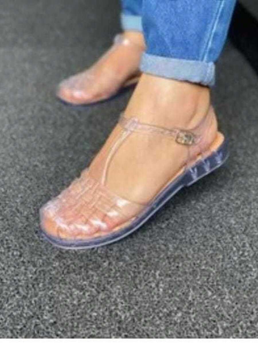 Women's Silicone Sandal With Buckle, Injected PVC Spider Sandal, Women's Closed-Toe Slippers - 無色 - 查看 1