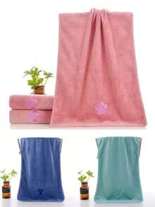 1 pieza Toalla de baño y limpieza para mascotas, nueva toalla de baño para mascotas, de secado rápido y súper absorbente, con decoración bordada, hecha de microfibra, adecuada para el baño y el secado de mascotas