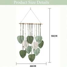 ديكور جداري أوراق معلقة على الحائط، تابستري بوهيمي ديكور حائط منسوج بريش وخيوط يدوية مع شرابات، ديكور حائط فني منسوج للحضانة والغرفة والصالة ومنزل الشقة (أخضر فاتح)