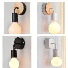 2pcs Rustic Style Metal Wall Lamps, E27 Base, Semi-Recessed Installation, 60W, Bulb Not Included, 110V-240V - 2 Simple Wall Lamps Without Bulbs - View 1