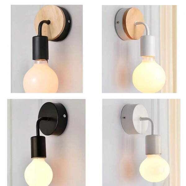 2 luminárias de parede de metal estilo rústico, base E27, instalação semi-embutida, 60 W, lâmpada não incluída, 110 V-240 V