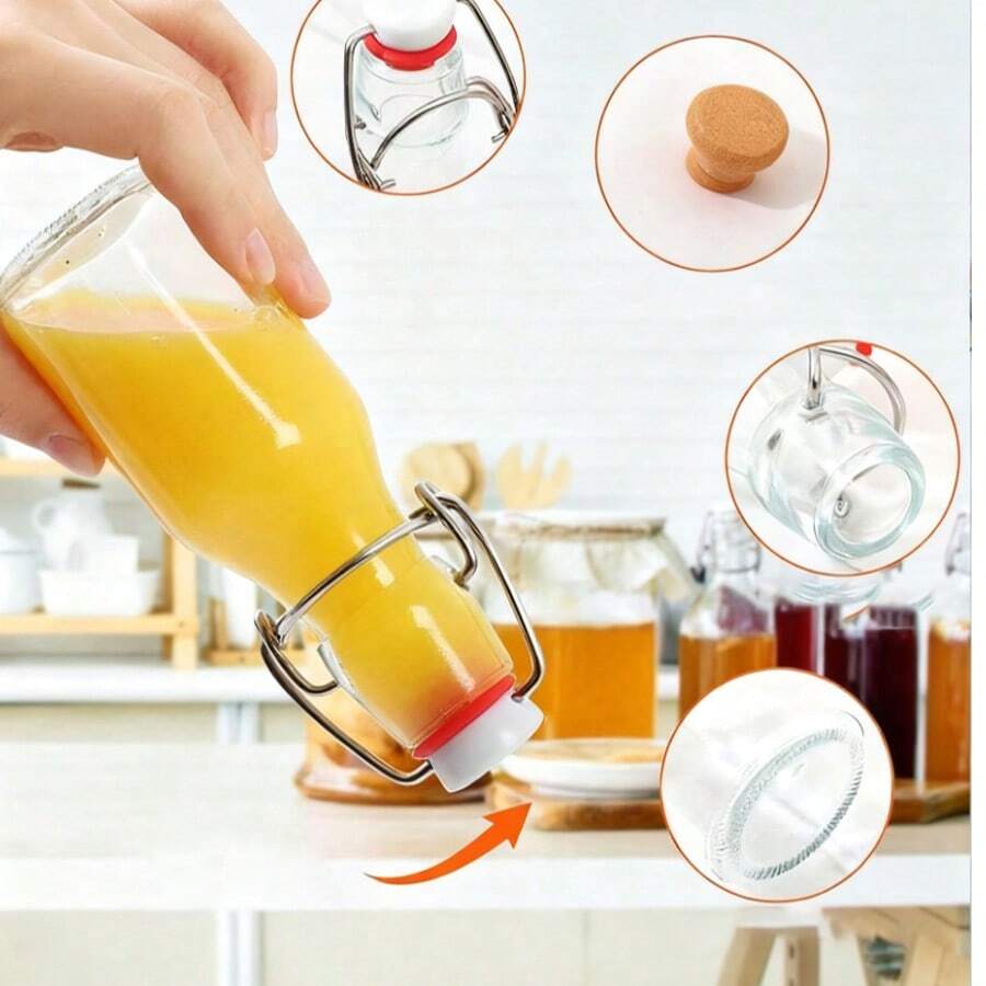 5/3/2/1pc/2oz Oscillating Top Glass Juice Bottle Set - Mini Glass Bottles With Oscillating Top LIDS, Suitable For Homemade Beverages, Extracts, Candies, Handicrafts And Party Decorations, Reusable Filling, Travel Accessories