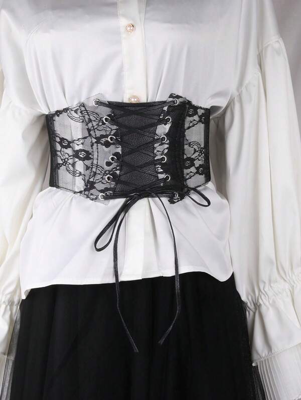 1pc Women's Dark Fashion Vintage Elastic Waist Cincher Corset, Suitable For Halloween Night Party Or Daily Wear