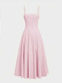 两件套优雅日常通勤商务精致约会短款宽松长袖外套上衣+吊带腰部细节不对称下摆长裙，女士套装，粉色春季 - 粉色 - 查看 9