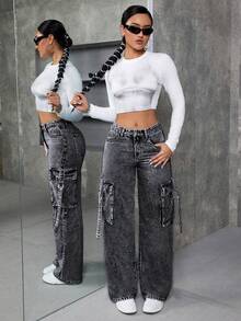ZYANYA Women Jeans - 灰色 - 查看 4