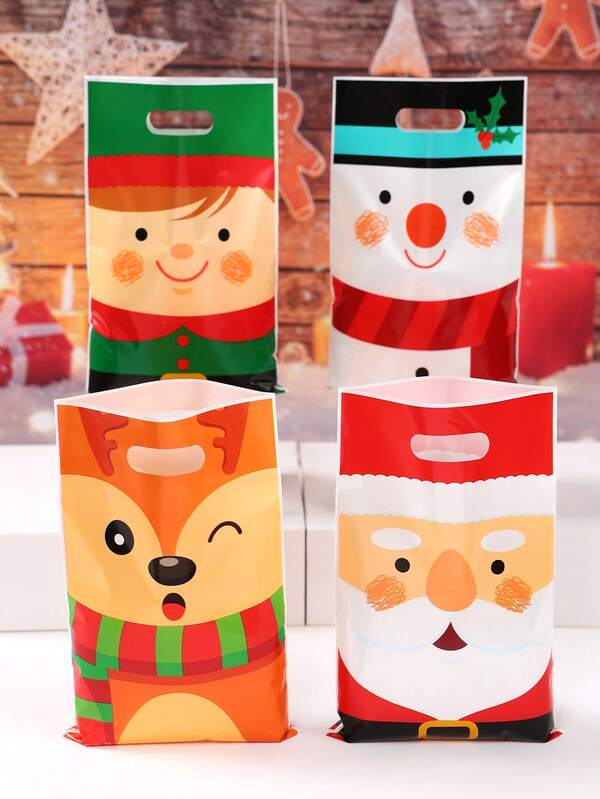 10/25/50 piezas Bolsas de regalo de Navidad con asa, bolsas de regalo con patrones de renos, muñeco de nieve, Papá Noel, Feliz Navidad, bolsas de regalo para fiestas de Navidad, suministros de envoltura de regalos de Navidad, bolsas de tela, bolsas de caramelos, regalos de Navidad, decoración del hogar, decoración de habitaciones, decoración navideña, decoración del Año Nuevo 2026, regalos de fiesta, paquetes de recuerdos de fiesta