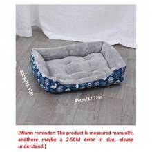 1个柔软宠物床，适合猫咪和小型犬 - 填充物为毛绒聚酯纤维，蓝色爪印图案，耐用室内沙发垫，易于清洁，舒适柔软，适合室内宠物，可作猫窝，趣味宠物设计，易清洁材质。（收到商品后，请放置约3天或手动拍打蓬松，以帮助其恢复形状） - 彩色 - 查看 17