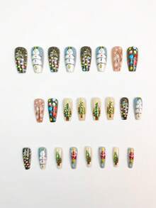 Paznokcie świąteczne, śliczne paznokcie, Święty Mikołaj, choinka, jesienne paznokcie prasowane