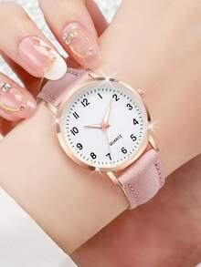 4pcs/Set Women's Fashion Casual Quartz Wrist Watch With Leather Band, Elegant Dial Design (Watch Not Included) - Multicolor - View 4