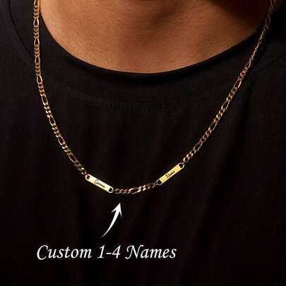 Collar personalizado para hombres - Personalizable con 2 nombres, hecho de cadena cubana de acero inoxidable 304, regalo de cumpleaños/aniversario/Día del Padre, adecuado para esposo, padre - Joyería para hombres para ocasiones casuales y formales - Regalo de joyería personalizada para hombres, collar personalizado, accesorio elegante, broche, joyería para damas