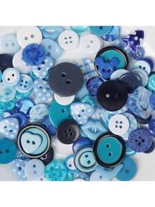 EstiloChenkou Craft Random - 100 Botones De PláStico PequeñOs Para Manualidades De Costura (Mezcla)VersióN Mejorada - azul - Ver 3