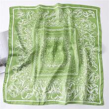 WENLOOY Square Satin Silk Feeling Hair Scarf Headscarf For Women/Men's Necktie Silk Bandanas Pocket Squarehalloween - Fj02-15 Xanh lá cây - Xem 9