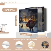 1 件圣诞老人与礼物 - 圣诞节数字艺术品 | 节日墙壁艺术，为雪村增添节日气氛，适用于家居装饰、房间装饰、卧室装饰、客厅装饰、浴室装饰、墙壁装饰、家居圣诞装饰，可选带框架的墙壁艺术 - 彩色 - 查看 15