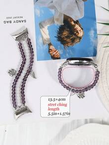 Handmade Bead Bracelet Strap Compatible With Google Pixel Watch Series 1 2 3 (41mm), Women Fashion Jewelry Band With Elastic Design, Stylish Natural Stone Beads, Comfortable Replacement Wristband For Everyday, Office, And Party Outfits