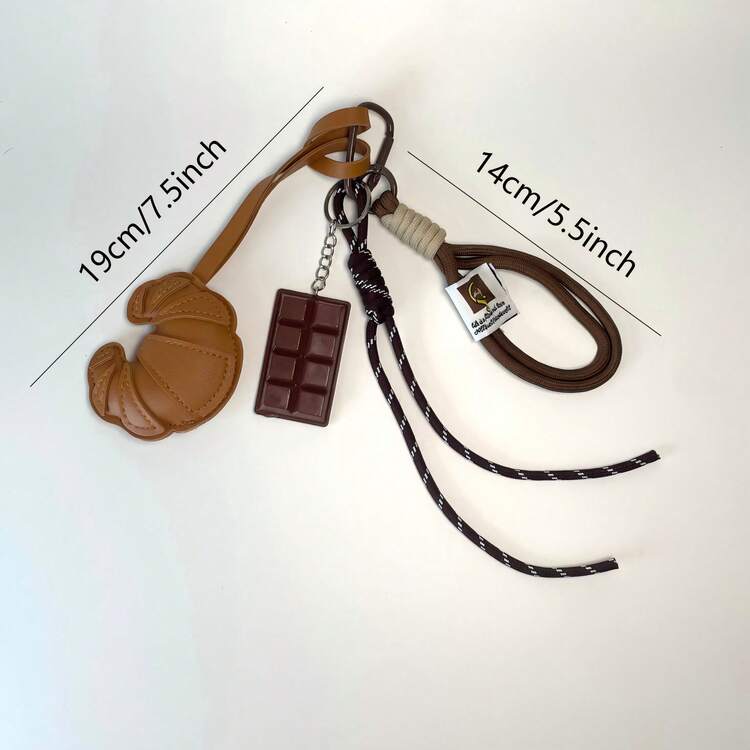 1pc Creative Fashion Cow Horn Chocolate Keychain, Bag Charm, Stylish Pendant, Leather Cow Horn Accessory, Ideal Gift For Birthday Party, Anniversary, Graduation, Thanksgiving, Suitable For Daily Use And Decoration Christmas - Chocolate Brown - View 7