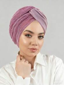 1 件女士长袍配饰纯色头巾帽子头巾头巾头带日常下帽面纱服装 - 顏色 - 查看 9