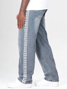 Men's Straight Leg Jeans, Gothic Style Casual Studded, Suitable For Daily Wear All Year Round - Blue - View 5