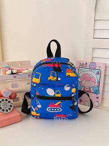 1个返校季汽车图案背包，卡通学生书包，轻便日用背包，可调节肩带，休闲旅行背包，适合女孩/青少年/学生/毕业生，是日常使用、外出、旅行、上学和返校的理想之选 - 藍色 - 查看 7