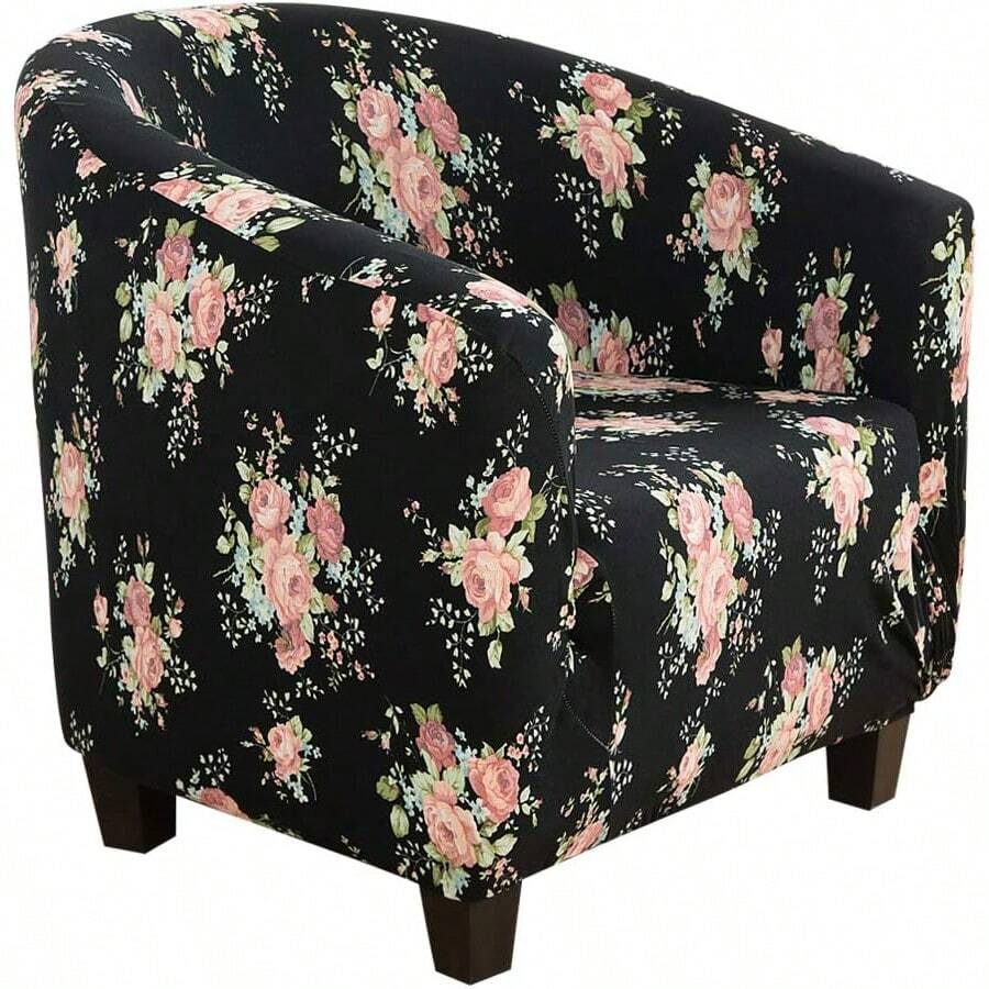 Chair Covers, Stretch Chair Covers For Armchairs, Spring Chair Slipcover, Bucket Seat Cover, Removable, Washable Protective Cover For Bar Counter, Living Room, Reception - Black - View 1