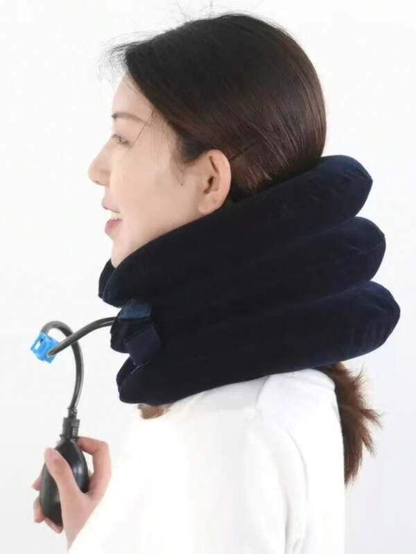 Neck Stretcher, Cervical Traction Device, Adjustable Inflatable Cervical Traction Device For Instant Neck - Comfort Padded Support With Blue Valve, Ideal For Home & Office Use, Posture Improvement | Adjustable Design | Soft Padding