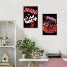 Lot de 2 affiches du groupe de heavy metal Judas Priest, décoration vintage classique, encre moyenne, sans cadre, inspiration musicale, décoration murale pour chambre, salon, dortoir, impressions photo rétro sur le thème des personnages