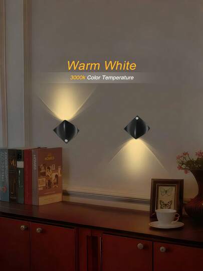 Moderne Motion Sensor Sconette, Indoor Night Verlichting Warm Geel Light, Battery Powered (3 AAA Batteries), Semi Embedded Installation, Hallways, Bedrooms, Kitchens, Cabinets, Stairs Sconette [Battery Not Included] view 2