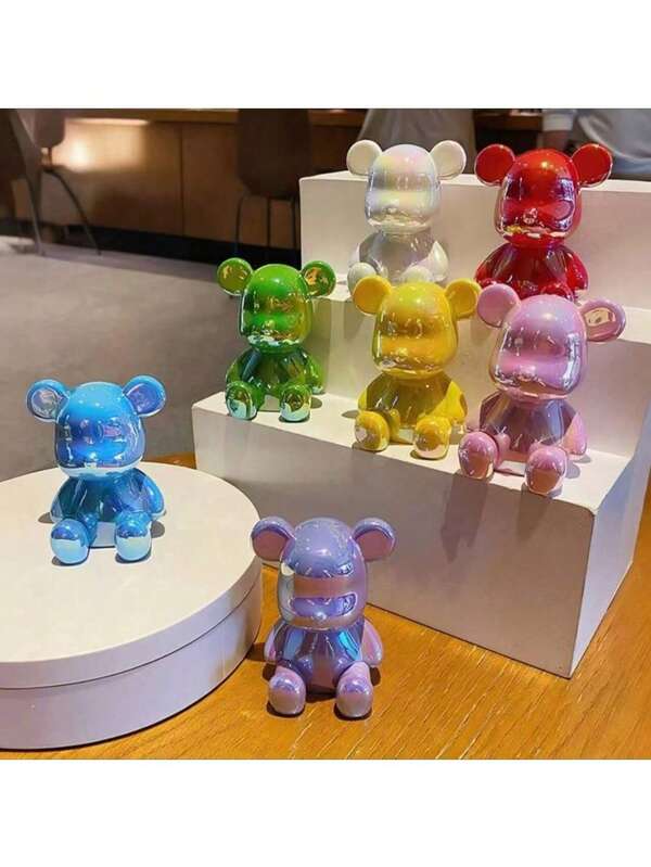 1 pièce Figurine de nounours de dessin animé coloré, décoration d'intérieur moderne adorable, statue décorative d'animal pour le cabinet, sculpture d'animal mignonne pour la chambre à coucher, le salon et le bureau, convient comme petit cadeau pour le Nouvel An, l'anniversaire et le mariage