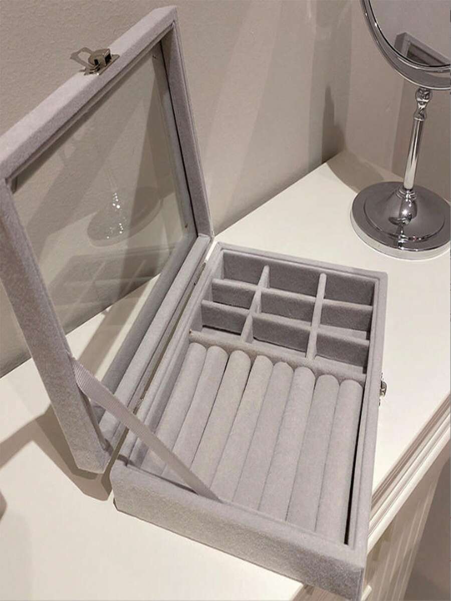 1PC Jewelry Box ,Jewelry Organiser,Transparent Jewelry Storage Box Stylish Organizer For Earrings Bracelets Necklaces Clear Accessory Box Women Jewelry Holder Display Case Fashionable Storage Solution