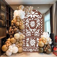 D6ft Brown Mexican Fiesta Arch Cover  Shower Backdrop2Sided Round Top Chiara Backdrop Arch Covers For Mexican Wedding Birthday Bridal Shower Party Decoration10 - 棕色 - 查看 3