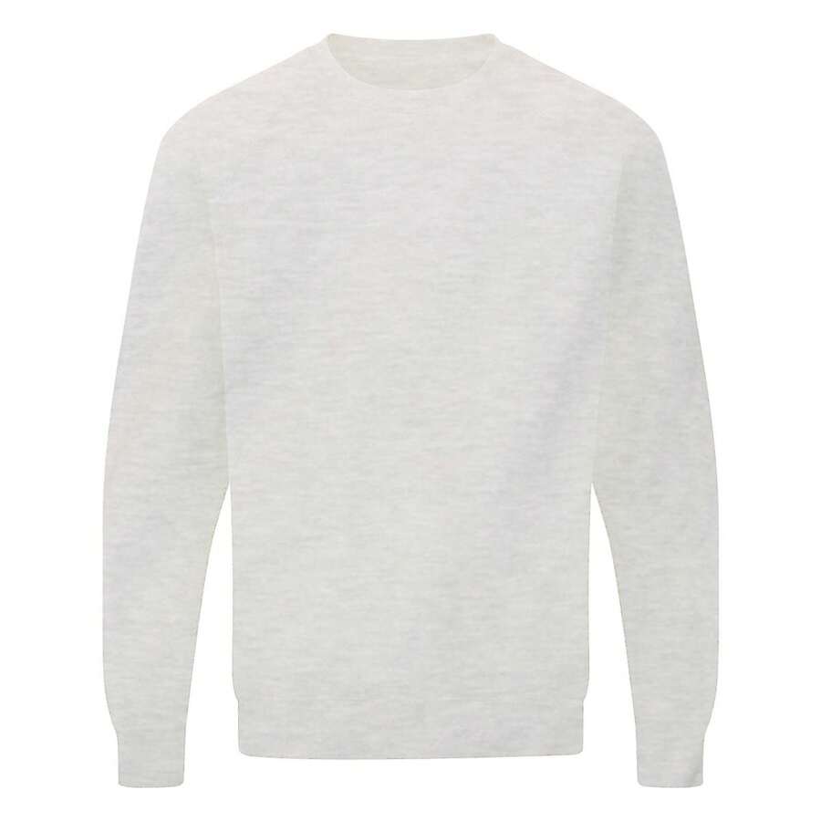 Mens Raglan Sleeve Crew Neck Sweatshirt (Light Oxford) - Grey - View 1