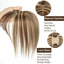 5x9cm Human Hair Topper Hair Piece Top Base Middle Part With Bangs 9 Colors Available For Women Hair Loss Or Bangs HairStyle, Easy To Install, Lightweight, Suitable For Daily Use, Dates, Parties, And Various Holidays. Highlight Your Beauty. - SP4/27 - 查看 3