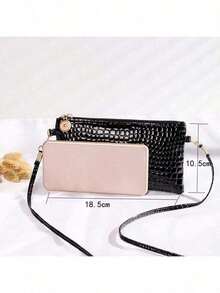 1pc Women's Small Shoulder Bag, Crocodile Embossed Crossbody Bag, Phone & Coin Purse