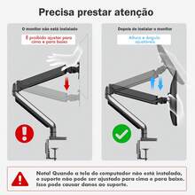Suporte Articulado de Mesa para Monitor, Adequado para Telas de 14-32 Polegadas, Suportar até 10kg - Preto - Visão 11