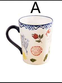 1 cană ceramică sub glazură pictată manual - design minimalist și retro, cană de cafea de mare capacitate, ideală pentru cupluri sau pentru uz zilnic