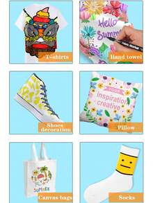 1pc 12/24 Colors Fabric Marker Pens, Smooth Drawing, Bleed-Proof, Waterproof, Colorfast, For DIY Clothing, Canvas Shoes, Children's Hand Painting