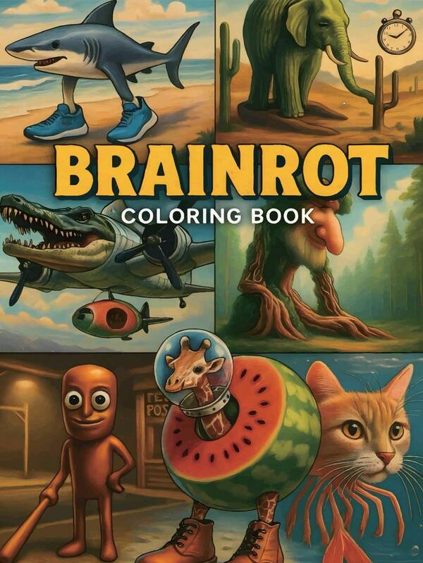 Brainrot Coloring Book: An Immersive Adult Coloring Expedition Into A Surreal Universe Of Bizarre Creature Mashups And Fantastical, Imagination - Igniting Scenarios,School Supplies,Drawing & Painting, Christmas,Autumn. Stationery