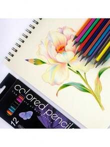 Set de 12 creioane colorate din lemn, potrivite pentru familie și prieteni, creioane colorate din lemn pentru desen, potrivite pentru cărți de pictură și colorat pentru adulți, pasionați de desen, schiță, convenabile pentru transport în aer liber, cadou excelent pentru prieteni