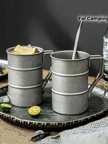 304 Stainless Steel Beer Mugs, 12oz Vintage Industrial Style Coffee Cups, 350ml, For Camping, Hiking, Fishing, Picnic, Travel, Outdoor Use,Coffee Mug Christmas Party Water Cup Family Leisure Water Cup