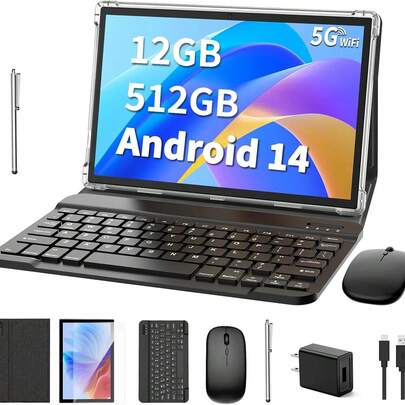 Tablet Bml A9 5G Lte Wi-Fi 512GB 12GB RAM Tela 10.1 Polegadas com Caneta Capa Teclado Sem Fio Bluetooth e Suporte Ultrafino